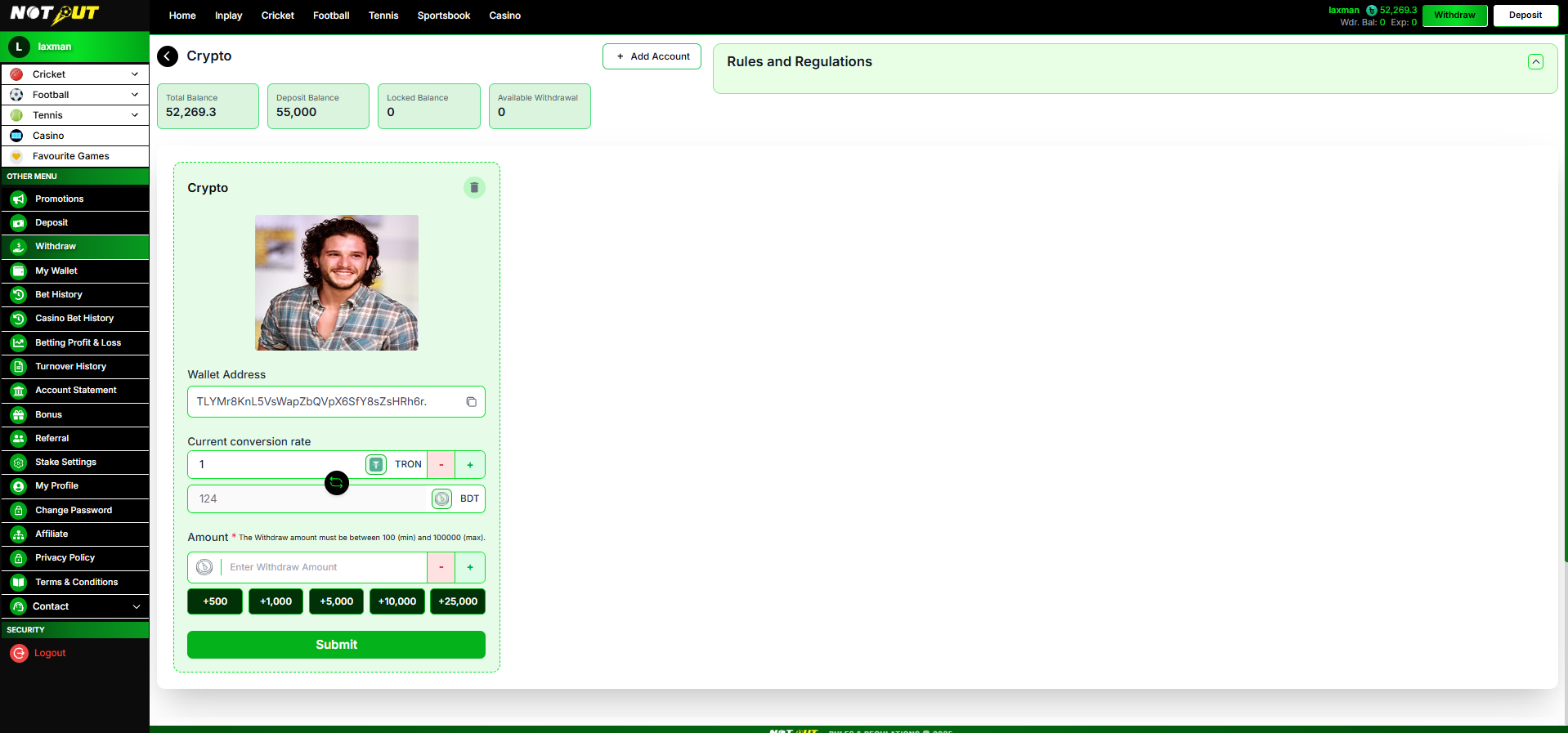 Crypto payout account